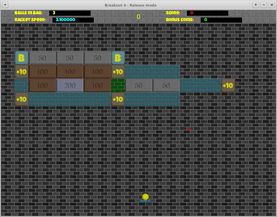 Breakout4 screenshot with 48 pixels as square size