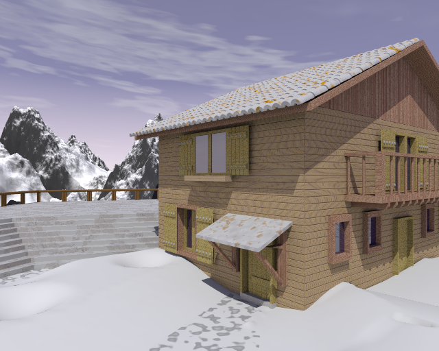 Chalet dans la neige